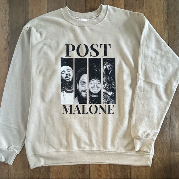Hanes Tops - POST MALONE Hanes Cream Graphic Oversized Sweatshirt